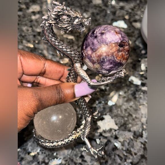 Pewter Grey Dragon holder of Crystal Spheres (Not Included - but for sale)🌹🌹 - Picture 7 of 8